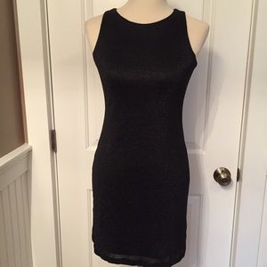 BIANCA NERO DRESS LBD MINI BLACK SILVER SPARKLE SLEEVELESS Size S